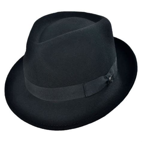 Jaxon Hats Detroit Wool Felt Trilby Fedora Hat Black All Fedoras