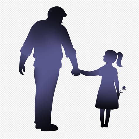 Dad And Daughter Holding Hands Gradient Silhouette Png Imagepicture