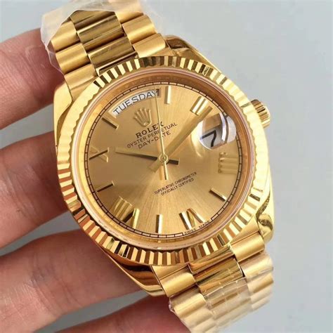 40mm Full Yellow Gold Rolex Day Date Replica Watch Review