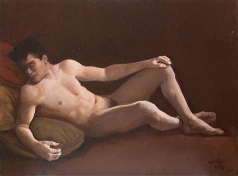 Model Resting Male Nude Fine Art Oil Painting 16 X 12 Etsy