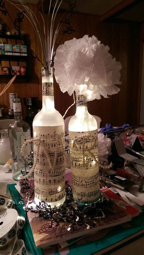 Music Note Theme Centerpieces From Old Liquor Bottles Music