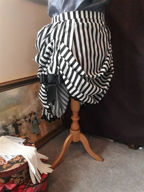 Striped Steampunk Skirt Striped Parlour Bustle Black And Etsy Uk