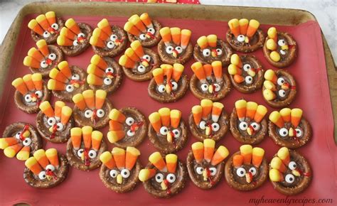 Turkey Pretzels Thanksgiving Treats Video My Heavenly Recipes