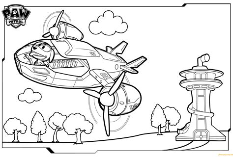 Paw Patrol flying Coloring Page - Free Coloring Pages Online