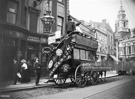 Horse Drawn Open Topped Bus In Hammersmith West London C 1910s