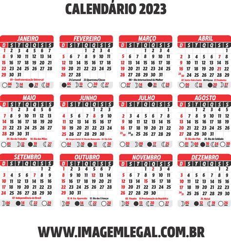 Base Calendário 2023 Feriado Nacional Imagem Legal Artofit