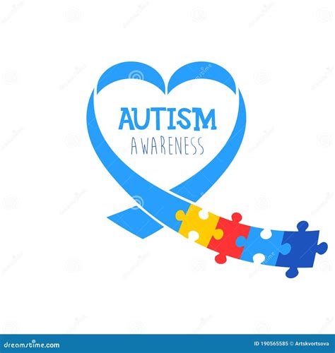 World Autism Awareness Day Blue Ribbon With Colorful Puzzles Vector