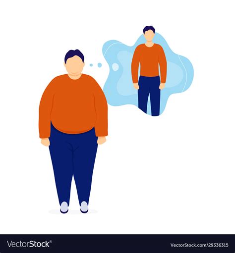 Fat Man Dreaming About Weight Loss Royalty Free Vector Image