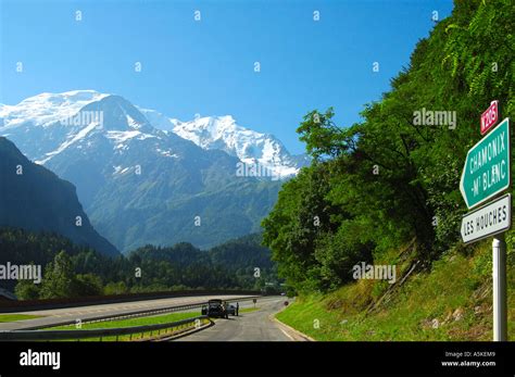 Access Road To The Highway In Front Of Mount Mont Blanc Autoroute