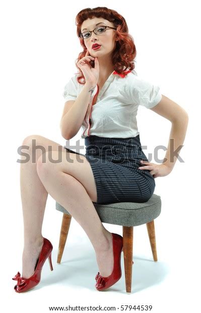Sexy Librarian Pinup Girl Stock Photo Edit Now 57944539