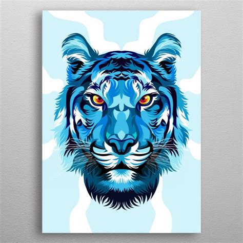 Tiger Blue Poster By Cholik Hamka Displate Colorful Animal