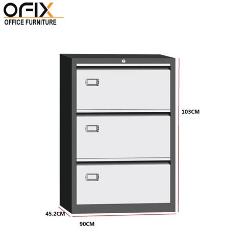 Ofix Lateral 3 Drawer Steel Filing Cabinet Greywhite