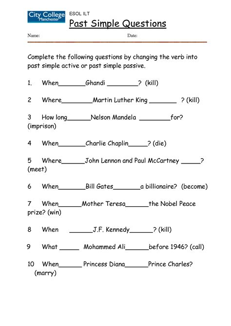 9 Past Modals Questions Worksheet