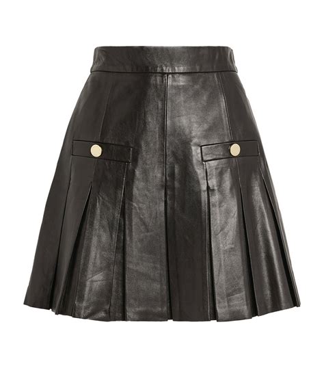 Sandro Black Leather Pleated Skirt Harrods Uk