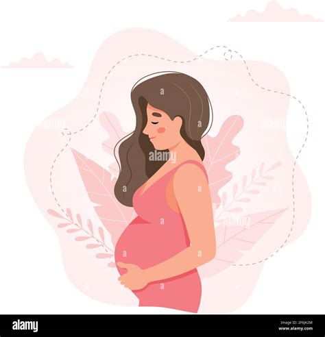 Mujer Embarazada Concepto Vector Ilustración En Lindo Estilo De Dibujos