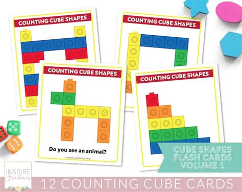 Counting Cube Shapes Printable Unifix Worksheet Math Blocks Etsy