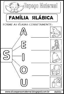 Família silábica alfabetização letra S Atividades letra e Atividades com o alfabeto
