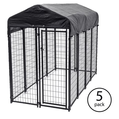Lucky Dog Uptown Welded Wire Outdoor Dog Kennel With Cover 4l X 8w X