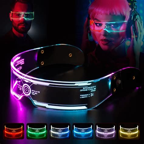 buy tslbw 7 color neon rave led glasses cyberpunk led visor glasses led sunglasses luminous