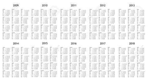 10 Years Calendar Calendar Template 2022