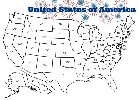 Printable United States Map Coloring Page