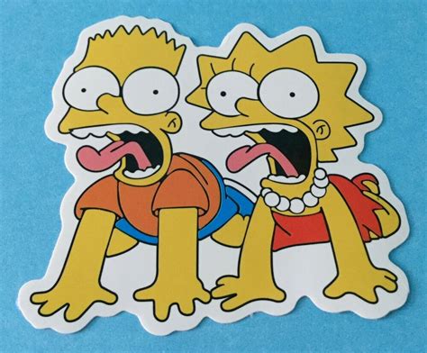 The Simpsons Screaming Bart And Lisa Simpson Skateboard Laptop Car Bumper