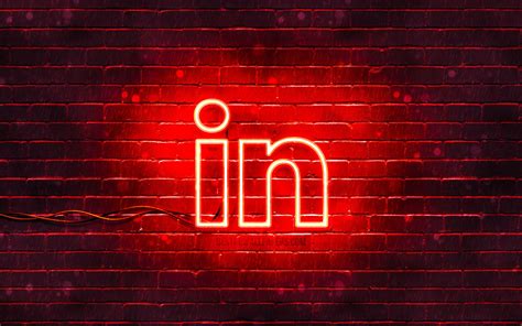 linkedin red logo 4k red brickwall linkedin logo social networks linkedin neon logo