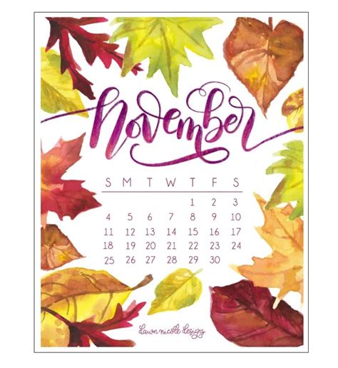 100 Cute November 2019 Calendar Wall Floral Designs Images Pictures