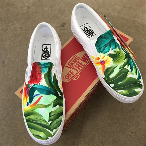 Custom Painted Tropical Slip On Vans B Street Shoes