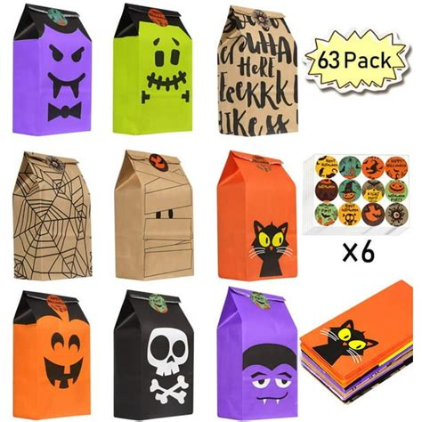 63 Pack Halloween Trick Or Treat Candy Bags Halloween Goodie Bags
