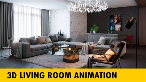 3d Interior Animation Of Living Room 3ds Max Youtube