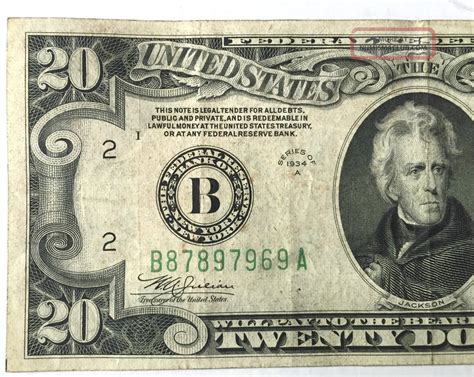 Old Vintage 1934 Twenty Dollar Bill 20 Federal Reserve Note York Ny