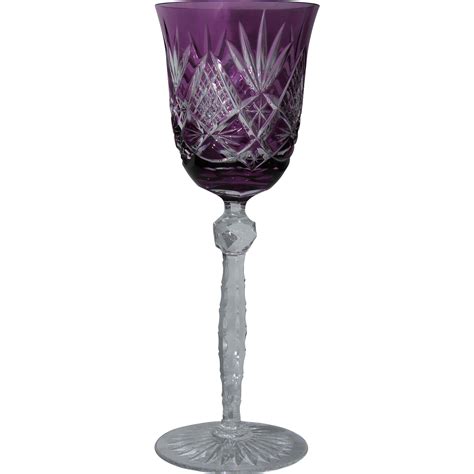 1920 S Bohemian Lead Crystal Purple Wine Glass Goblet From Vianova On Ruby Lane