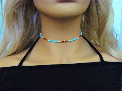 Turquoise Beaded Choker Native American Indian Inspired Etsy Beaded
