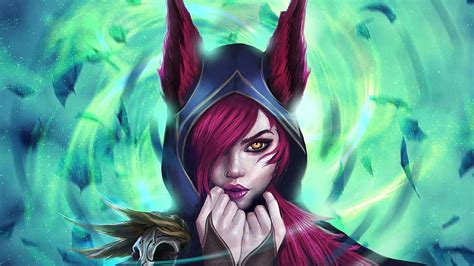 Xayah League Of Legends And Background Abyss Rakan Lol Hd Wallpaper Pxfuel