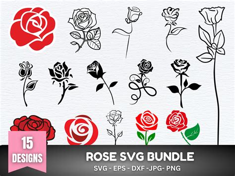Rose Svg Bundle Rose Svg Rose Clipart Rose Cut File Roses Svg Rose