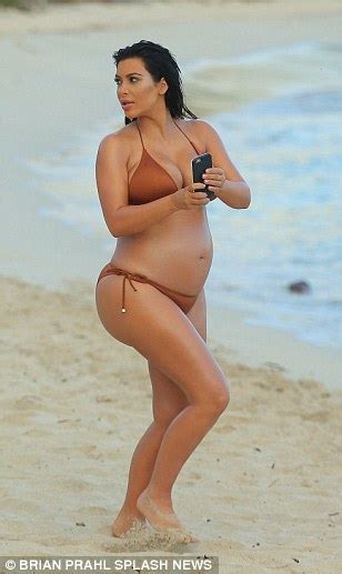 Kim Kardashian Displays Her Beautiful Baby Bump In Bikini In St Barts