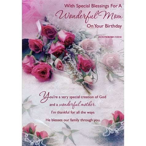designer greetings pink roses special blessings religious inspirational birthday card for mom