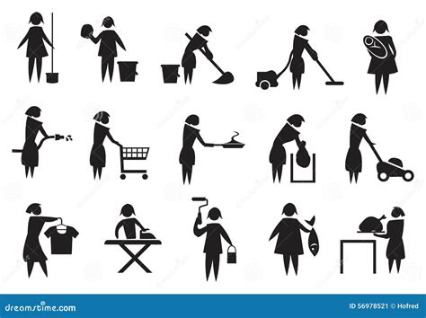 housewife and household chores icon set stock vector image 56978521