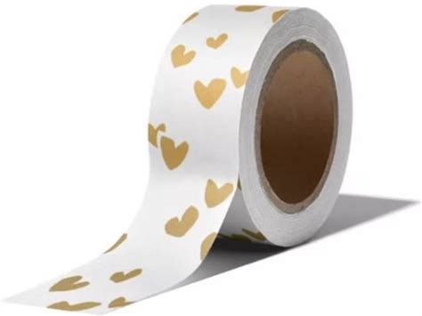 masking tape hart goud decoratie washi papier tape 15 mm x 10 m bol