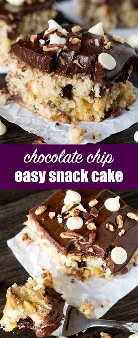 So let's get back to the easy chocolate chip cake recipe. Chocolate Chip Snack Cake Recipe {Easy Snack Cake with Nuts}