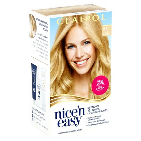 Clairol Nicen Easy Permanent Hair Color Creme 95 Lightest Blonde 1 Application Hair Dye