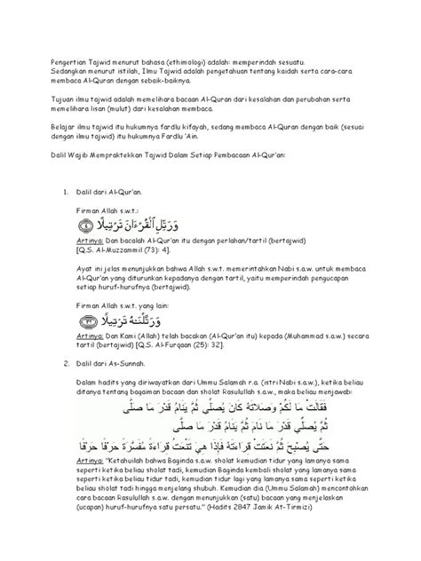 Pengertian Tajwid Menurut Bahasa Pdf