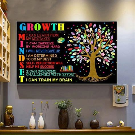 Growth Mindset Tree Black Layer Poster Canvas Horgadis Store
