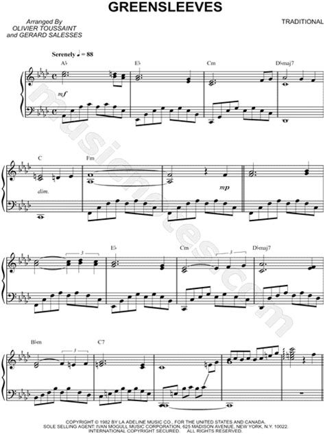 Download and print greensleeves piano sheet music Richard Clayderman "Greensleeves" Sheet Music (Piano Solo) in F Minor - Download & Print - SKU ...