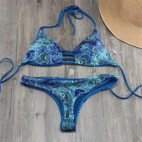 reversible brazilian bikini set thong biquini 2018 pad push up bikini retro swimsuit halter