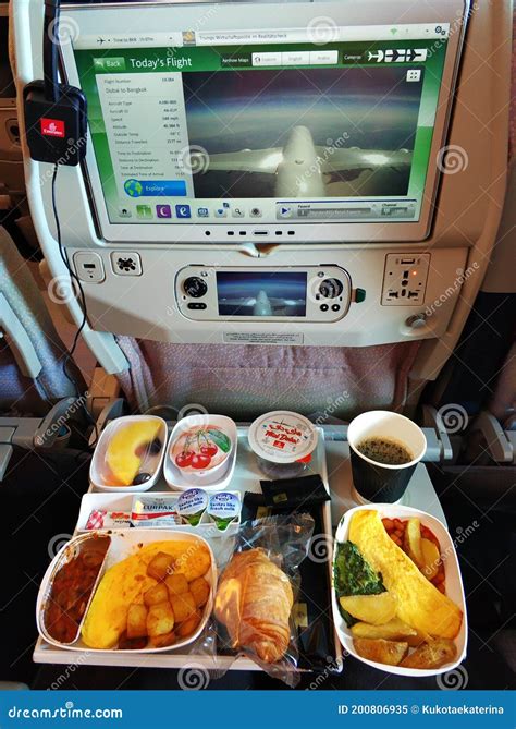 A Set Of Food For A Passenger On An Emirates Airline Flight Editorial