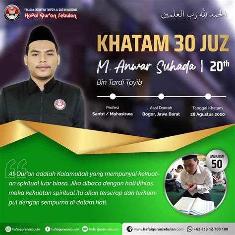 Jangan lupa untuk membaca doa khatam quran juga ya. khatam 30 juz - peserta karantina tahfizh al-quran ...