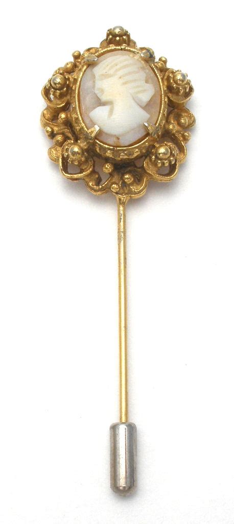 Vintage Left Facing Cameo Stick Gold Tone Pin The Jewelry Ladys Store