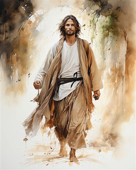 Remove Your Sandals Jesus Walks Barefoot N3056 Religious Illustration